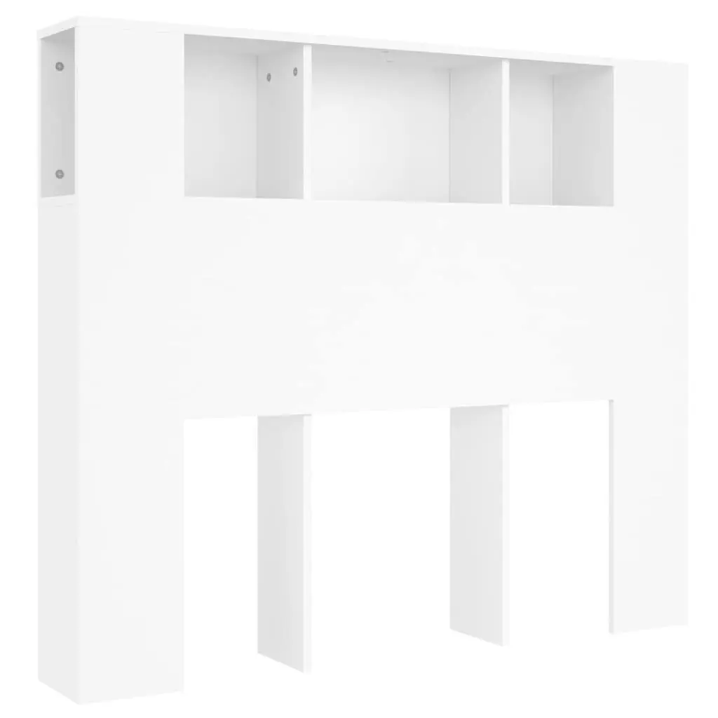 Headboard Cabinet 120cm Wall Mount Five Compartments White