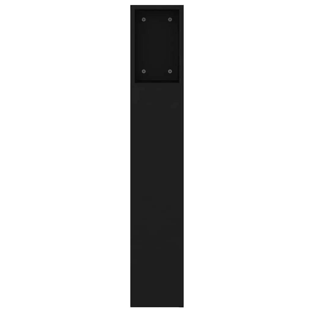 Headboard Cabinet Black 160cm Wall-Mounted Bedroom Storage Bookcase with Five Compartments