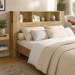Headboard Cabinet Brown 160 cm Bedroom Storage Engineered Wood Bedside