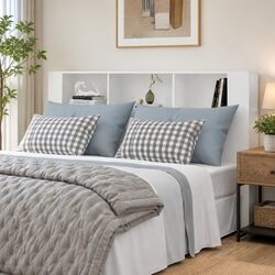 Headboard Cabinet White 180cm Bedroom Storage Wall-Mounted Organiser