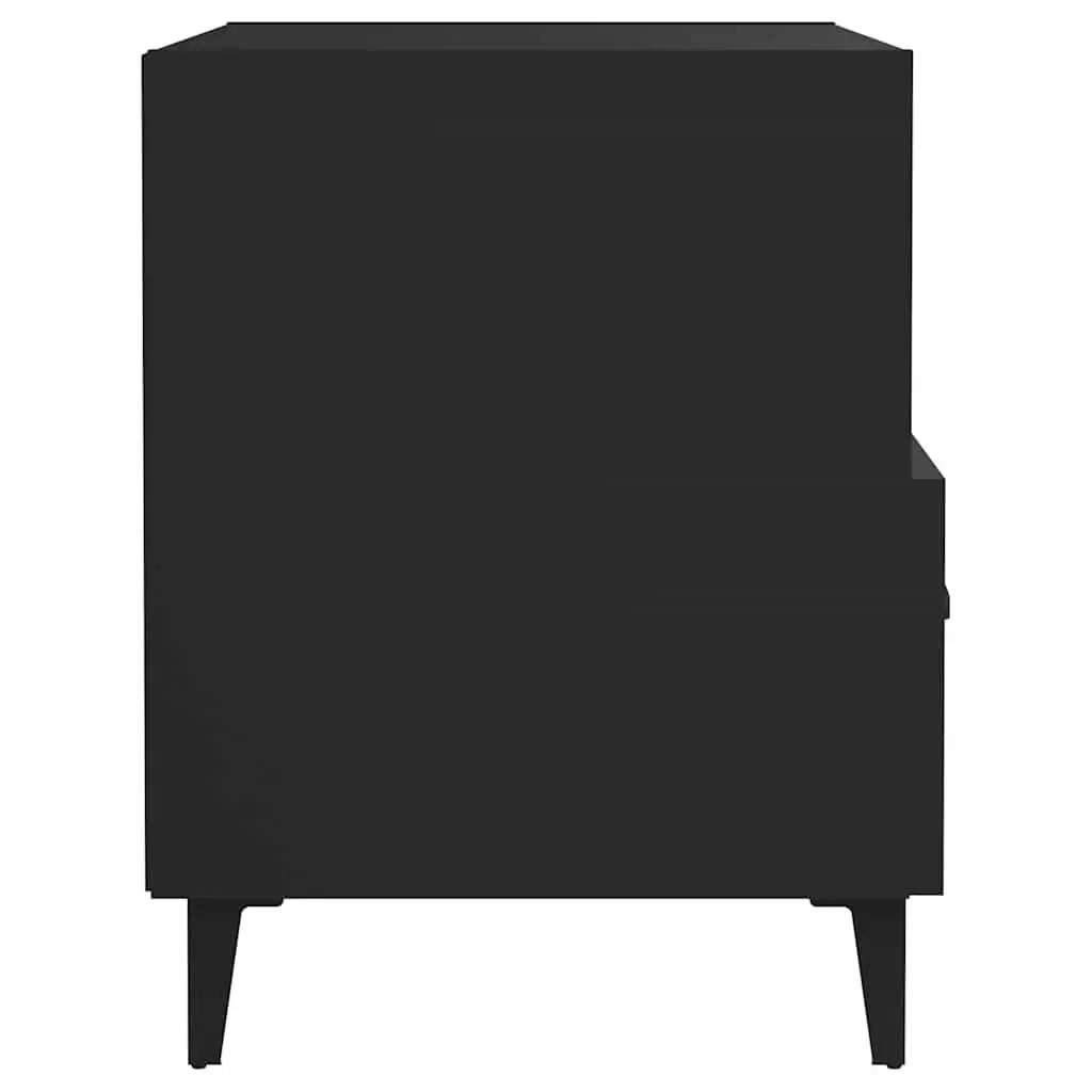 Black Nightstand with Drawer and Shelf Set of 2 for Bedroom Storage