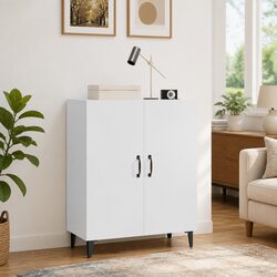 Sideboard White 70x34x90 cm Storage Cabinet with 2 Doors Engineered Wood Buffet