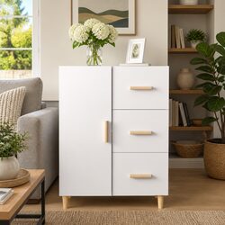 3 Drawer White Sideboard for Stylish Storage