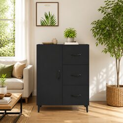 Black Sideboard Cabinet 69.5x34x90cm Storage Buffet with Door Drawers