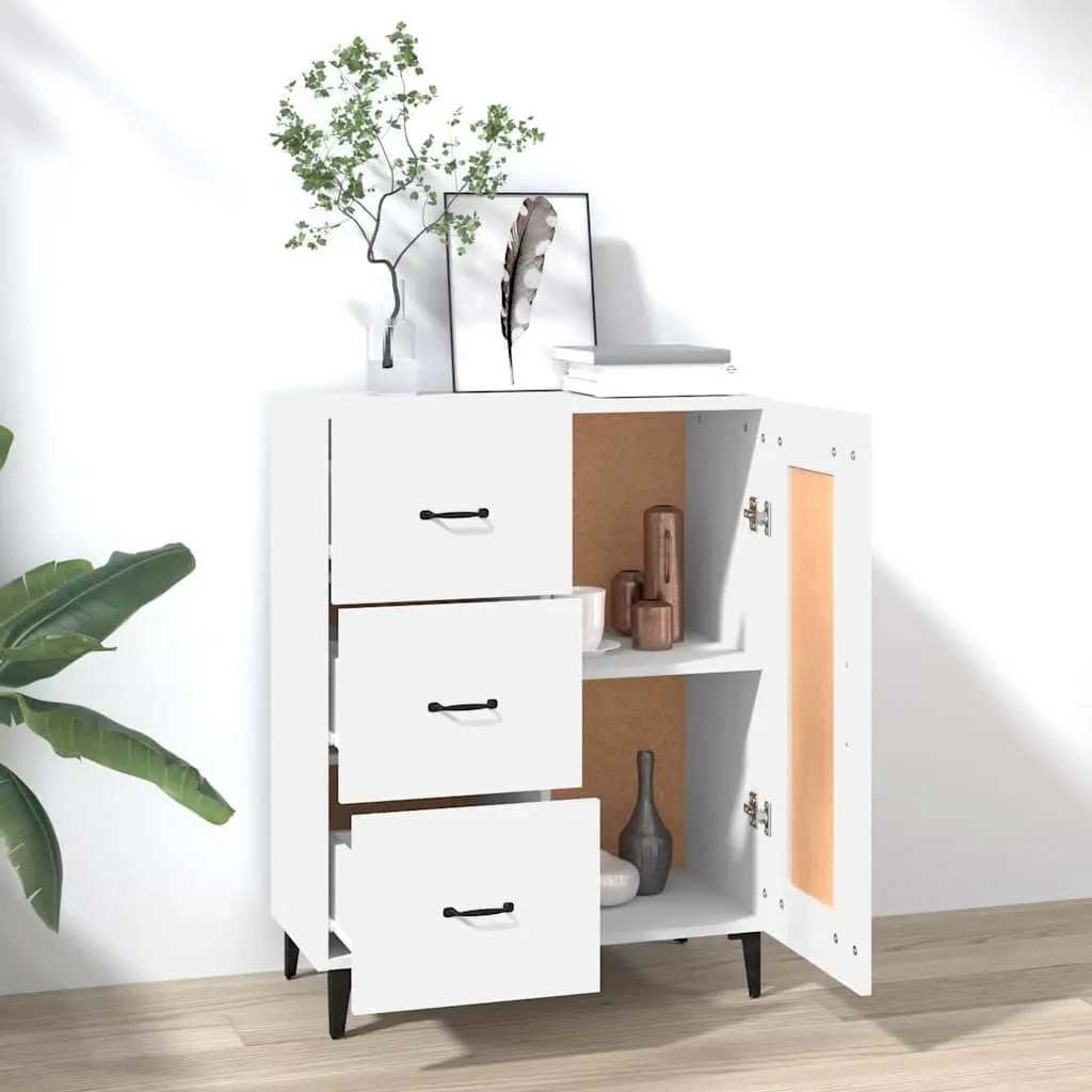 White Sideboard Cabinet Storage Buffet Engineered Wood Ample Storage