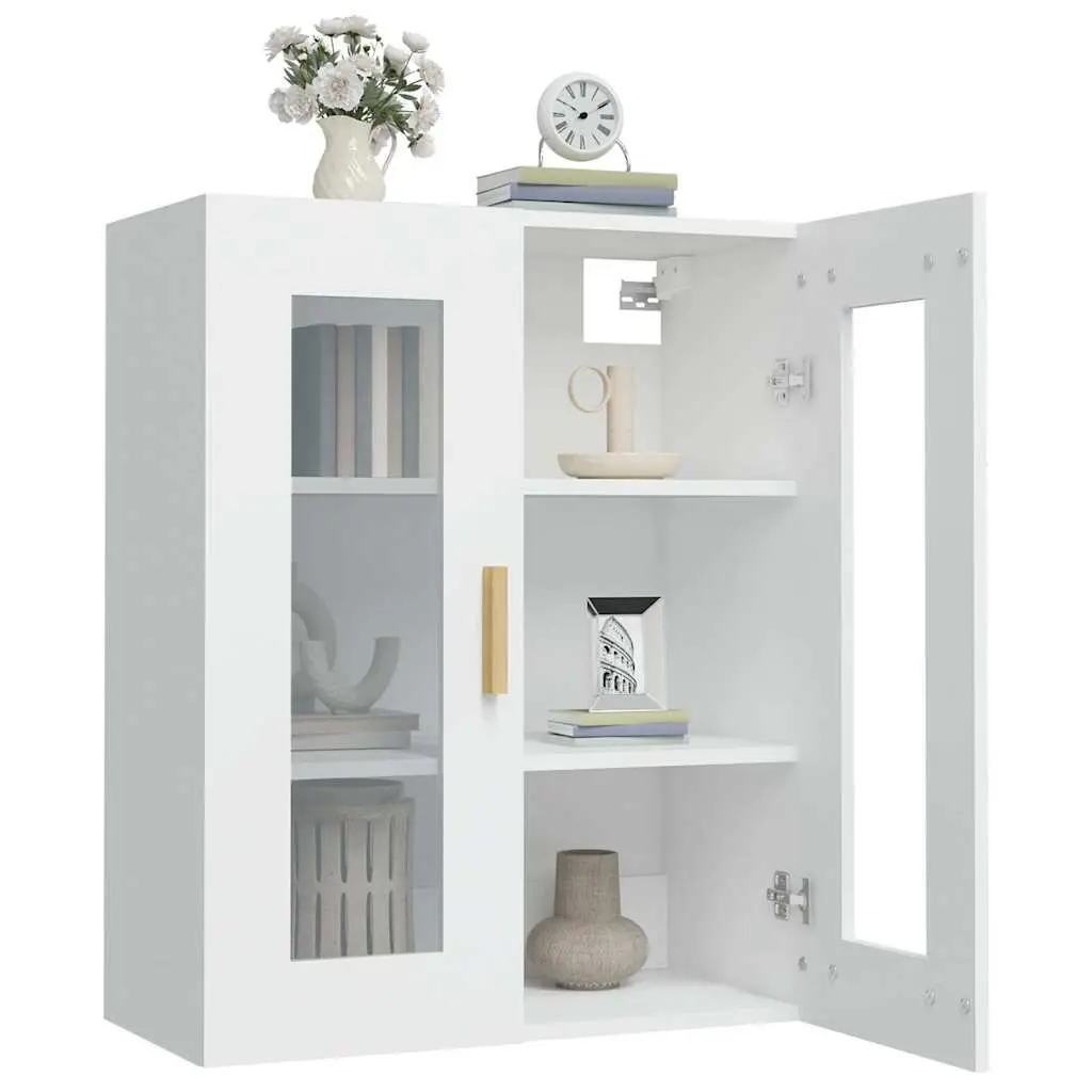 Hanging Wall Cabinet White Storage Organiser Engineered Wood 69.5x34x90cm