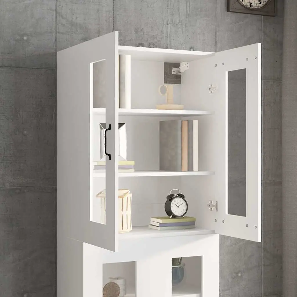 Hanging Wall Cabinet White Engineered Wood Wall-mounted Storage Organiser
