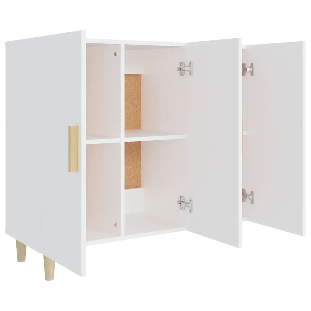 Sideboard White 90x34x80 cm 3 Door Storage Cabinet