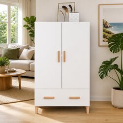 Stylish Highboard Storage Cabinet in White 70x31x115 cm