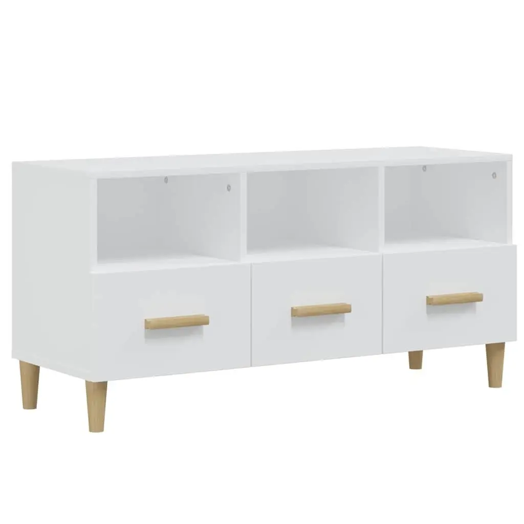 TV Cabinet High Gloss White Modern Media Unit with Storage Drawers and Compartments