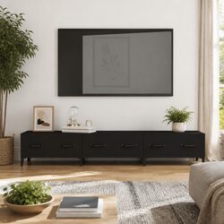 TV Cabinet Black Media Unit Living Room Storage Furniture Engineered Wood