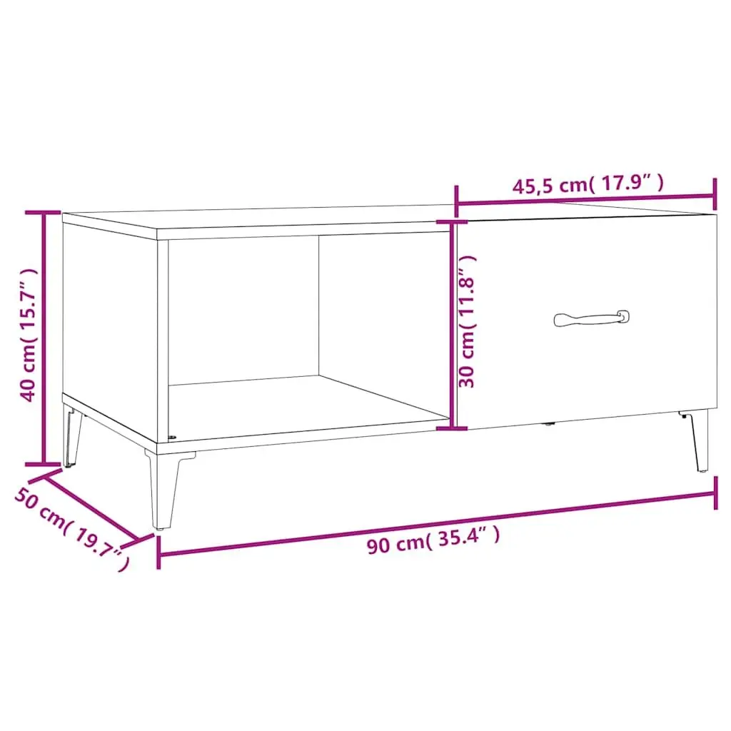Coffee Table White High Gloss Storage Modern Living Room Furniture