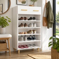 Sleek White Shoe Organiser with Ample Storage Space