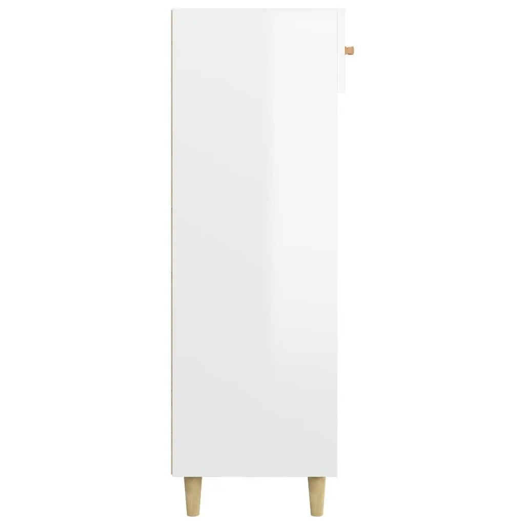 Tall White Shoe Storage Cabinet 5 Compartments 1 Drawer Engineered Wood