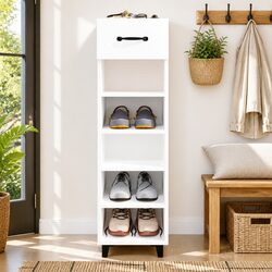 Shoe Cabinet in High Gloss White for Organized Living