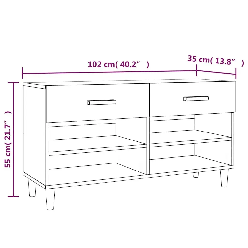 Shoe Cabinet White 2 Drawers 4 Compartments Organiser Rack