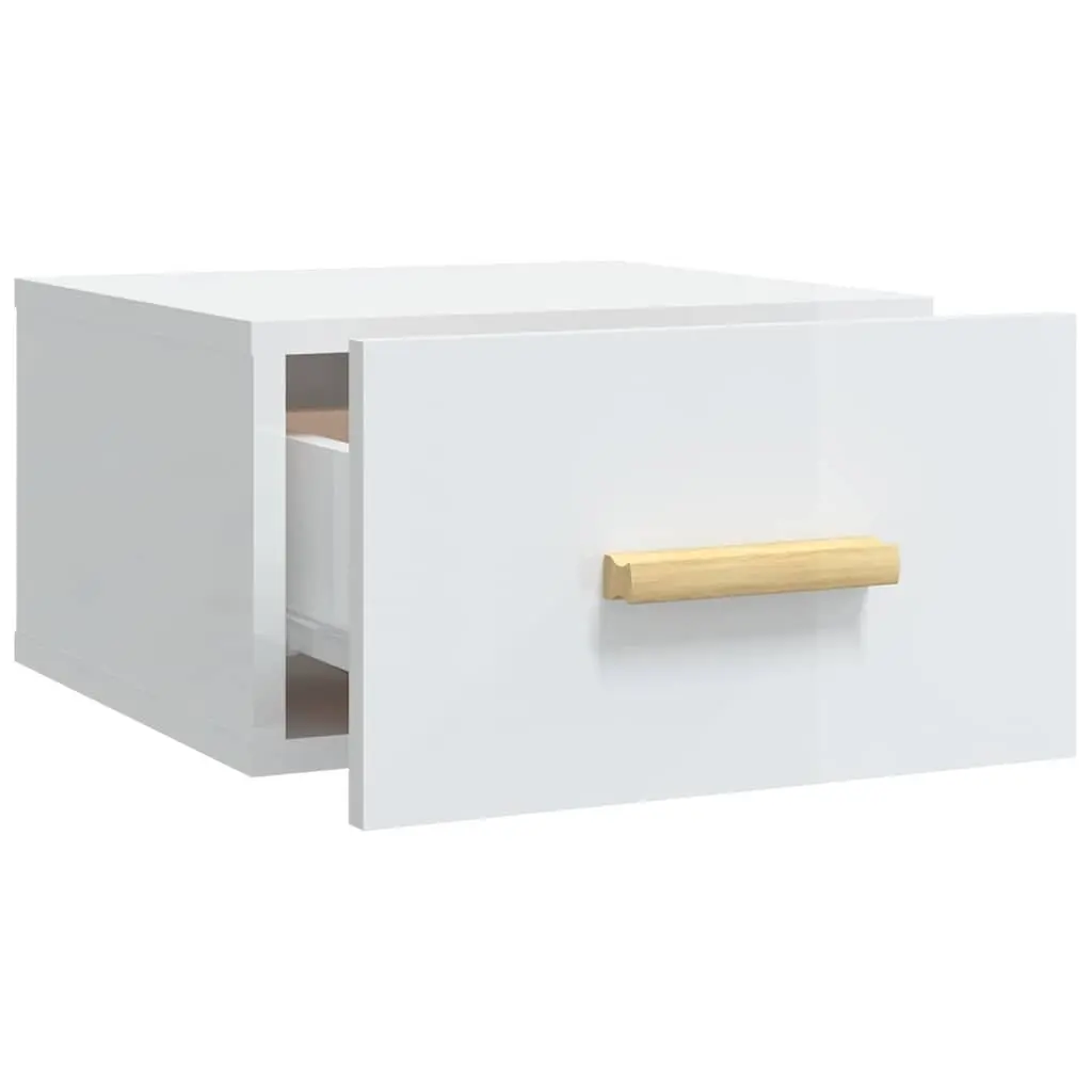 Wall-mounted Bedside Cabinets 2 pcs Floating Nightstands White High Gloss Space-saving Storage