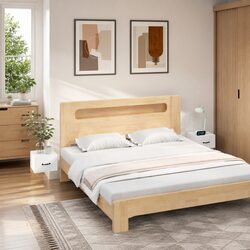 Wall-mounted Bedside Cabinets Set 2 pcs White Floating Night Stands Storage
