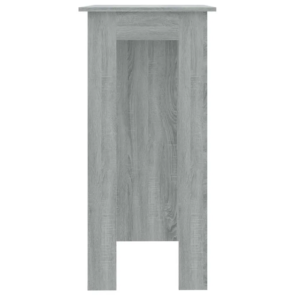 Bar Table Grey Compact with Three Storage Shelves for Kitchen Dining Room
