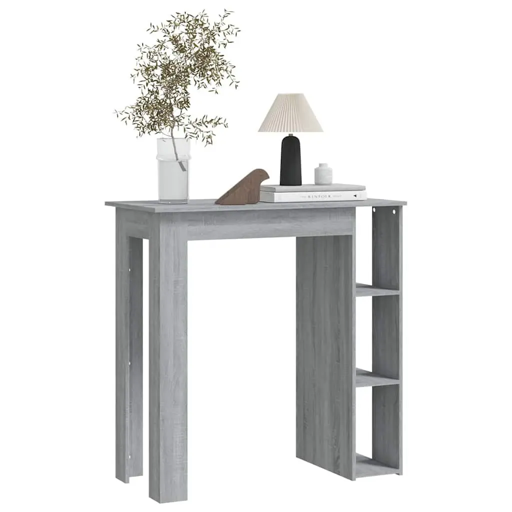 Bar Table Grey Compact with Three Storage Shelves for Kitchen Dining Room