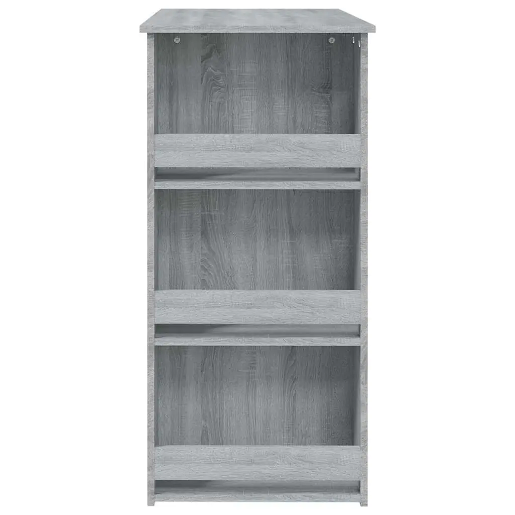 Bar Table Compact Kitchen Dining Furniture Grey Sonoma with 3 Storage Racks