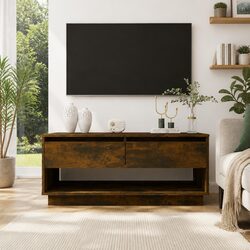 TV Cabinet Brown 102x41x44 cm Living Room Storage Lowboard Drawers Open