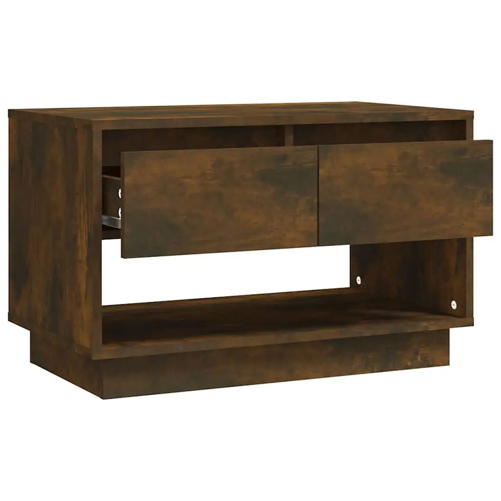 TV Cabinet Brown Lowboard 2 Drawers Open Compartment Storage Unit
