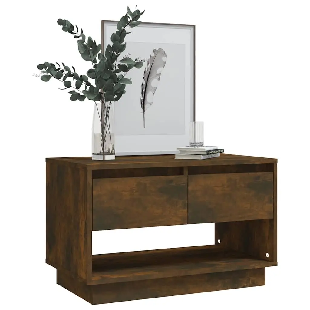 TV Cabinet Brown Lowboard 2 Drawers Open Compartment Storage Unit