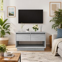 TV Cabinet Grey 70x41x44cm Living Room Storage Unit with Drawers Open