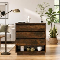 Sideboard Brown Engineered Wood Storage Cabinet 3 Drawers 1 Compartment Home