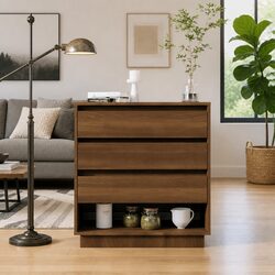 Stylish Storage Sideboard in Brown Oak with 3 Drawers