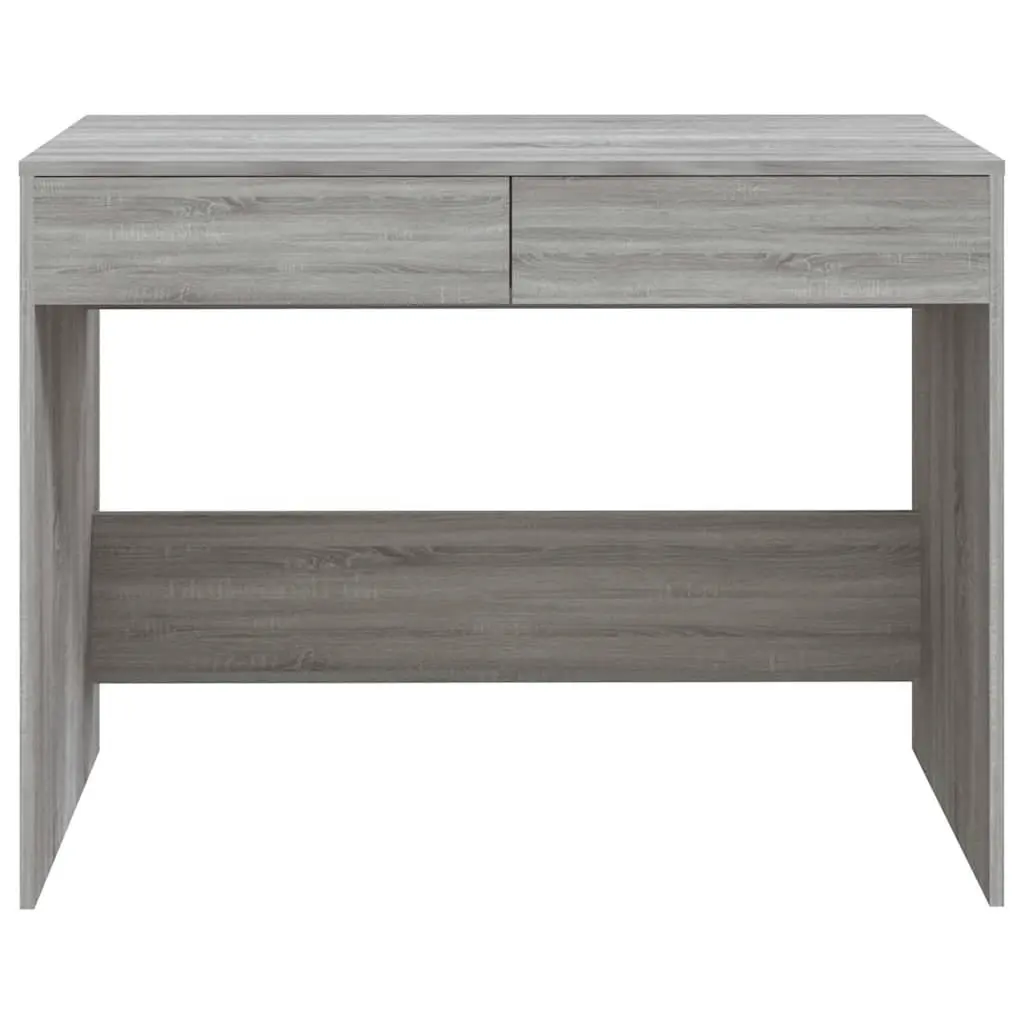 Grey Office Desk 101 x 50 x 76.5 cm Sturdy Construction with 2 Drawers Storage