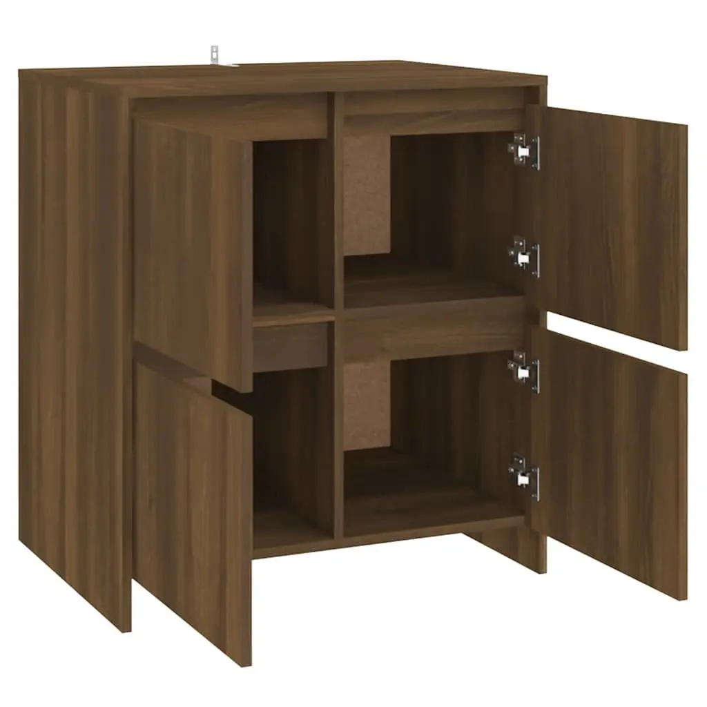 Sideboard 70x41x75cm 4 Door Brown Oak Storage Cabinet Minimalist Furniture
