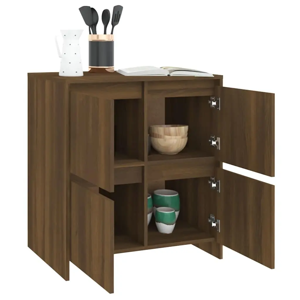 Sideboard 70x41x75cm 4 Door Brown Oak Storage Cabinet Minimalist Furniture