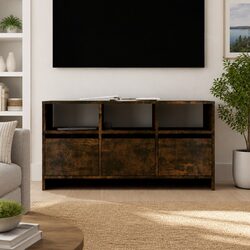 TV Cabinet Brown Living Room Storage Unit 3 Drawers 3 Compartments Lowboard