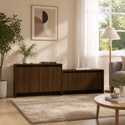 Versatile 146.5cm TV Lowboard with 4 Doors in Brown