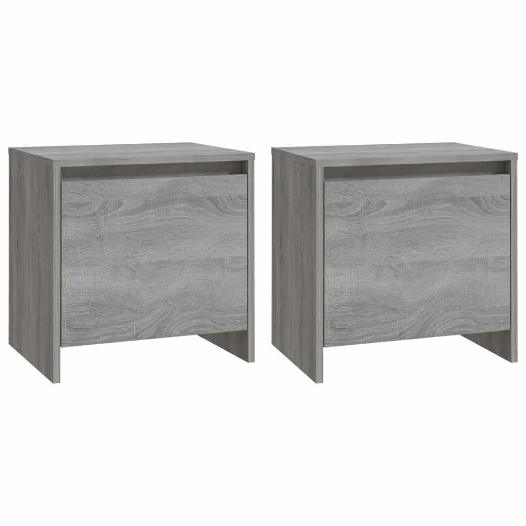 Bedside Cabinet Grey Sonoma 45x34x44.5 cm Storage Nightstand Bedroom Furniture Set of 2