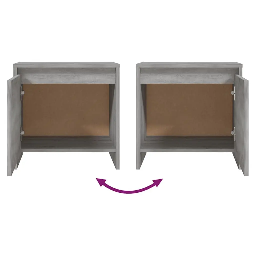 Bedside Cabinet Grey Sonoma 45x34x44.5 cm Storage Nightstand Bedroom Furniture Set of 2