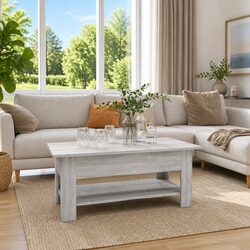 Modern Grey Two-Tier Coffee Table for Stylish Living Rooms