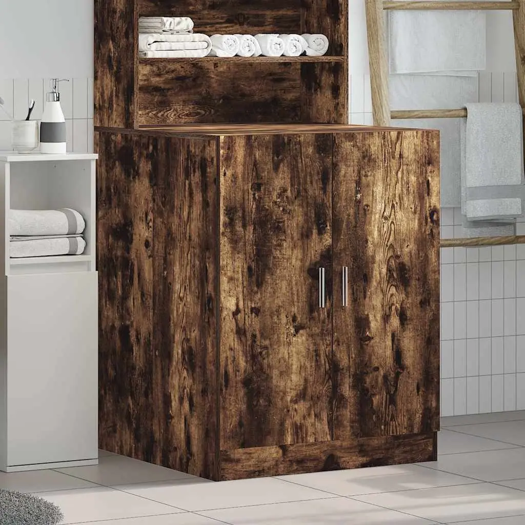 Bathroom Storage Cabinet Washing Machine Smoked Oak 71x71.5x91.5cm Laundry