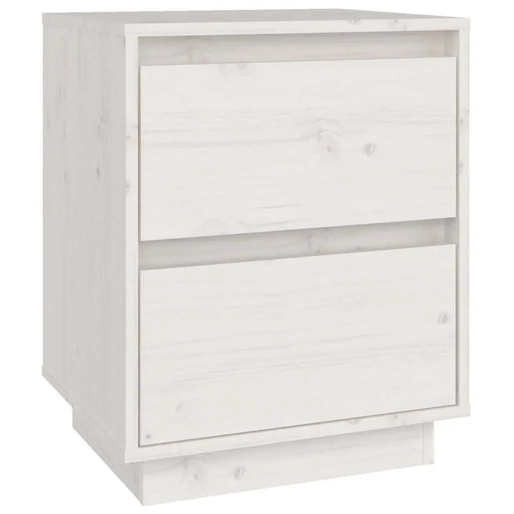 Wooden Bedside Cabinets 2 Pieces White Storage Tables Contemporary Style