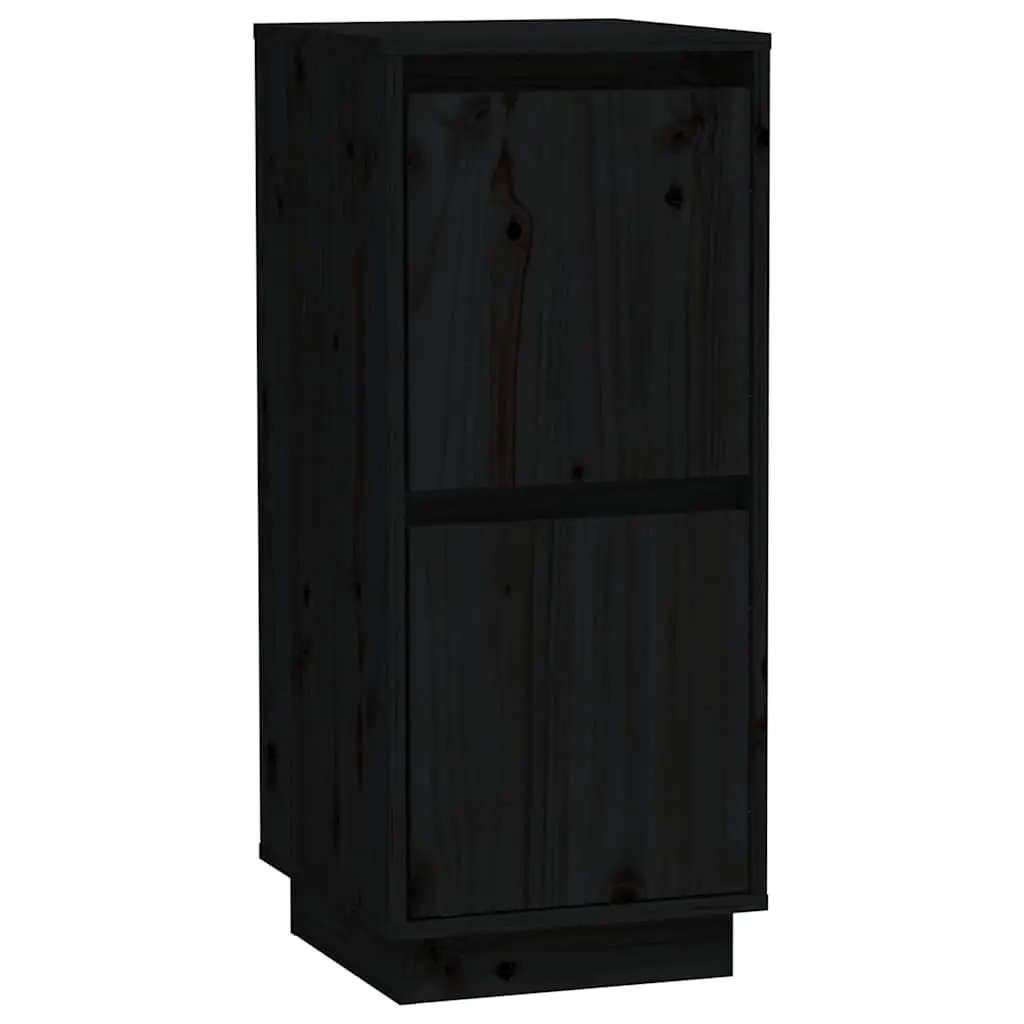 Solid Wood Pine Sideboards 2 pcs Black Storage Cabinet Buffet Furniture Set