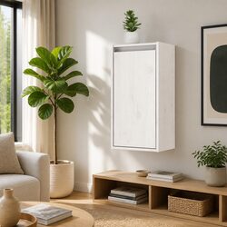Wall Cabinets 2 pcs White 30x30x60 cm Solid Wood Pine Floating Storage Shelves
