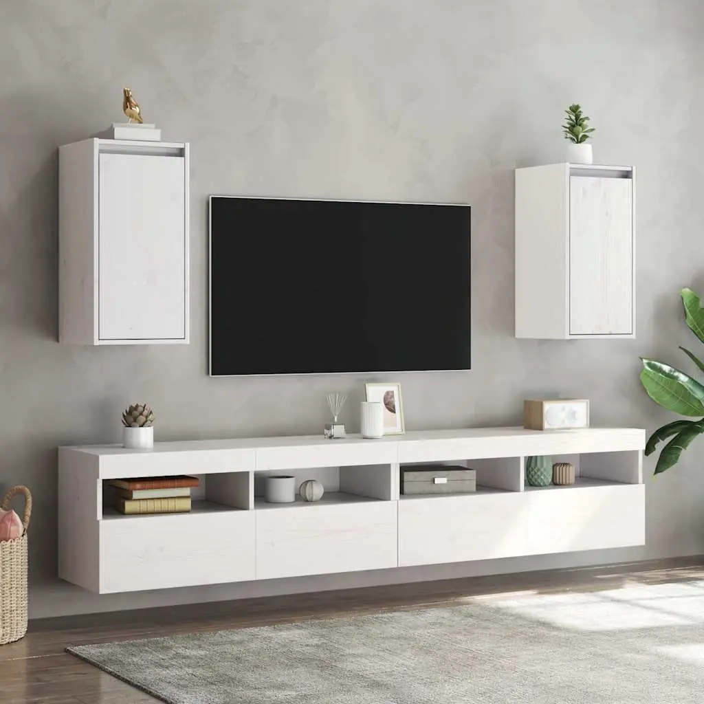 Wall Cabinets 30x30x60 cm 2 pcs White Solid Wood Pine Floating Storage Shelves