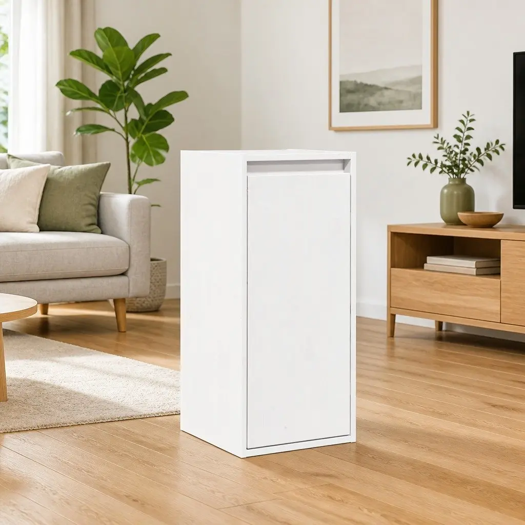 Wall Cabinet 30x30x100 cm White Solid Wood Storage Shelving Unit