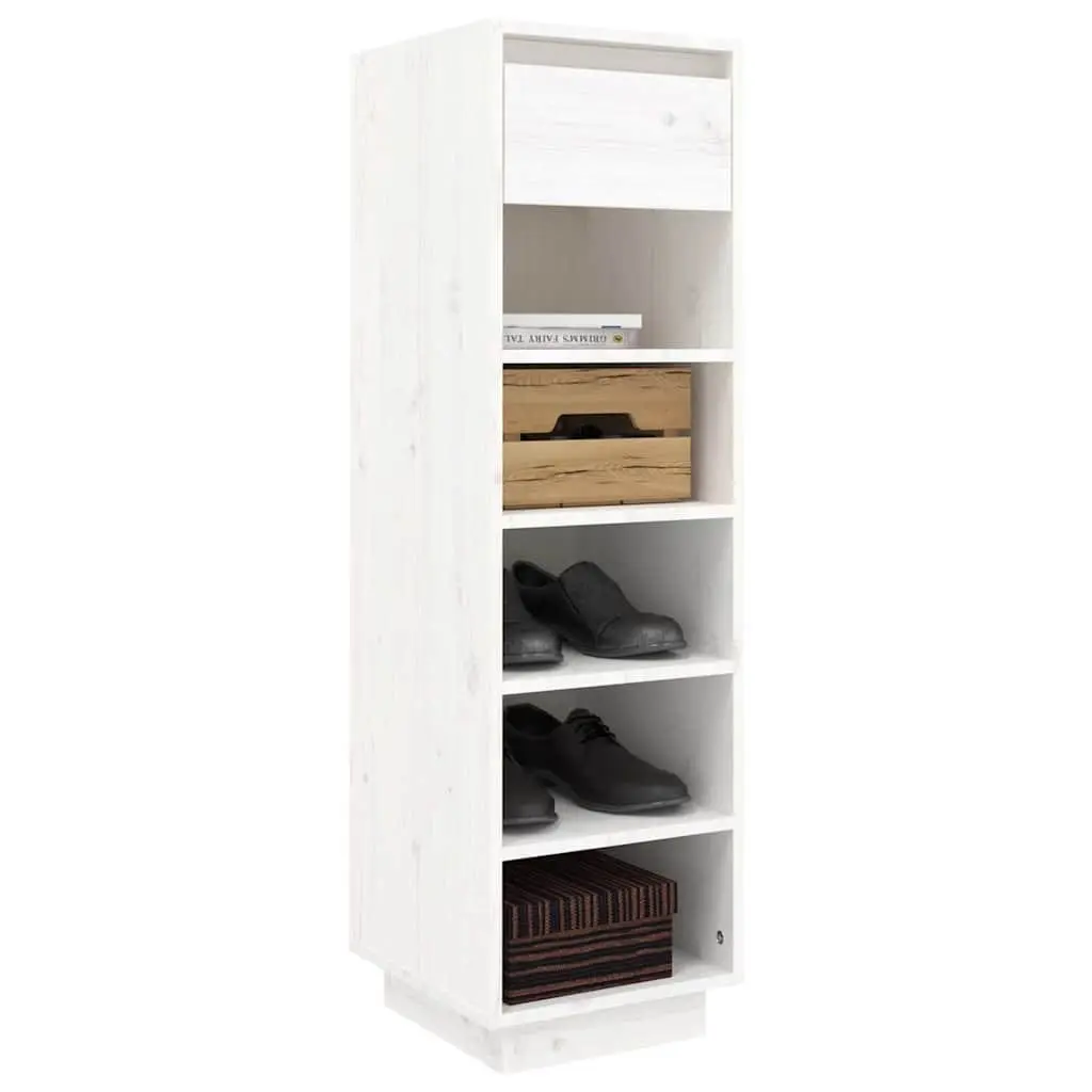 Shoe Cabinet White Storage Organiser 5 Compartments 1 Drawer Footwear Rack