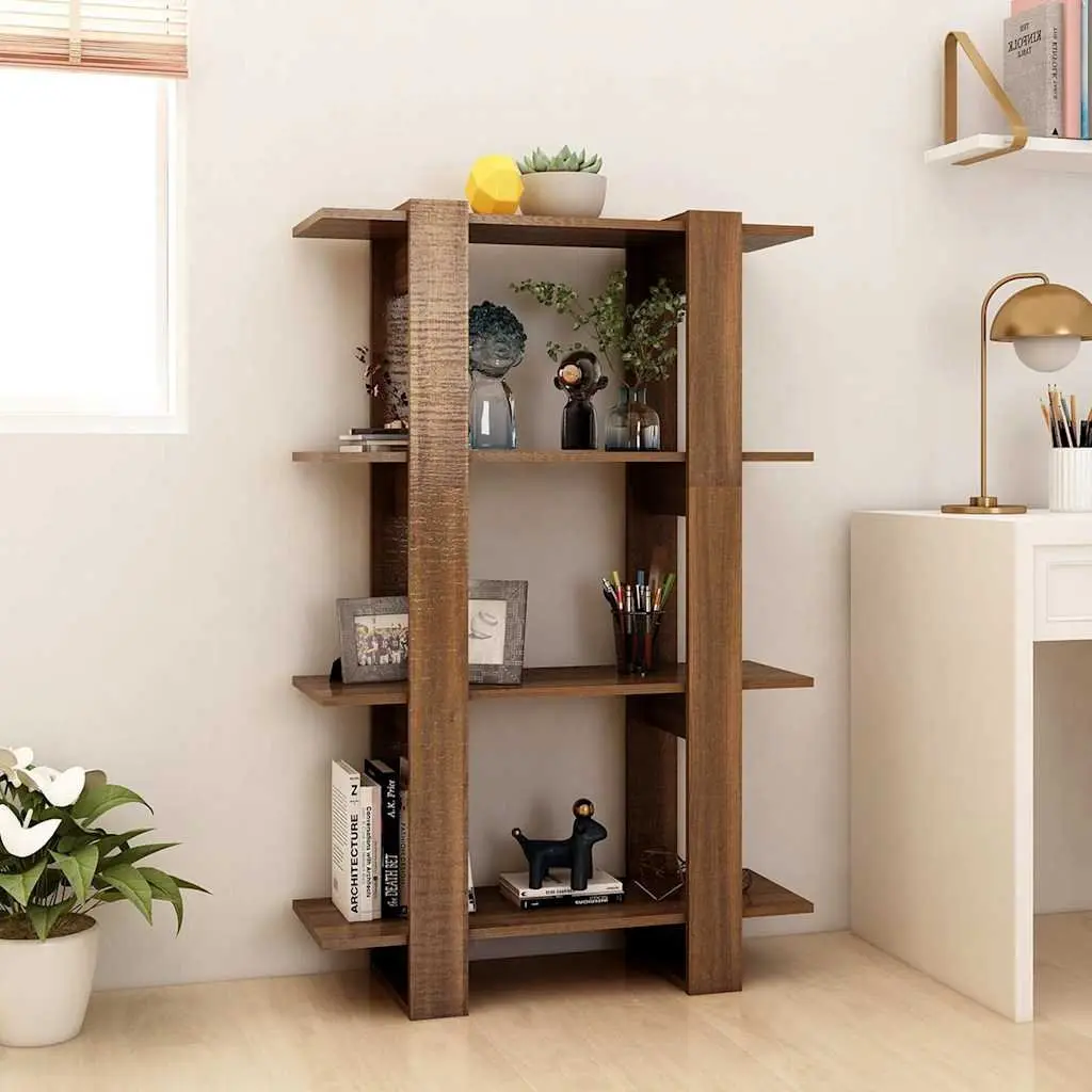 Wooden Book Cabinet Room Divider 80x30x123.5cm Sturdy Construction Ample Shelving Space