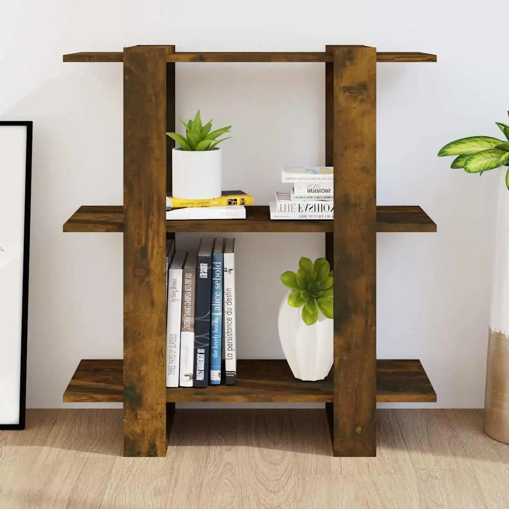 Book Cabinet Room Divider Brown Wooden Storage Shelving Unit