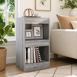 Versatile Grey Book Cabinet for Home Display and Storage