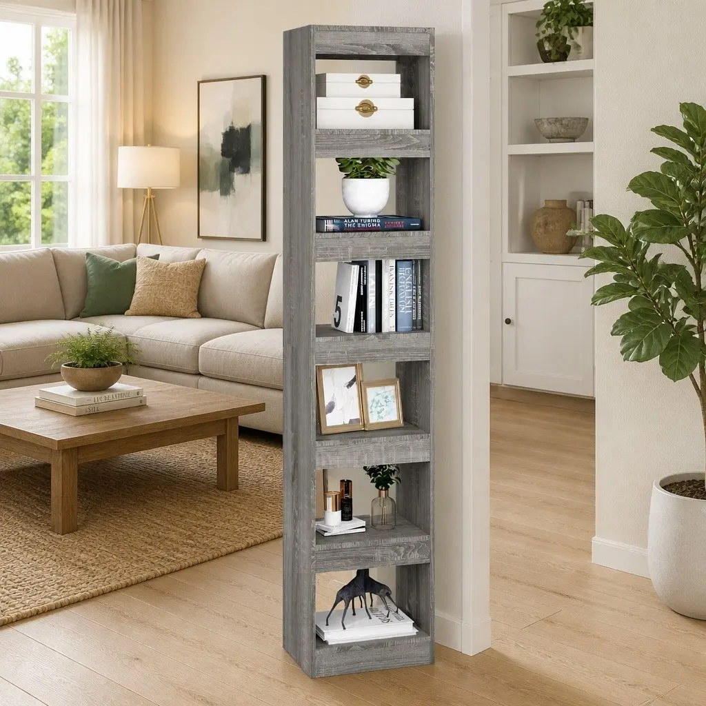 Book Cabinet 40x30x198cm Grey Sonoma Shelving Storage Unit